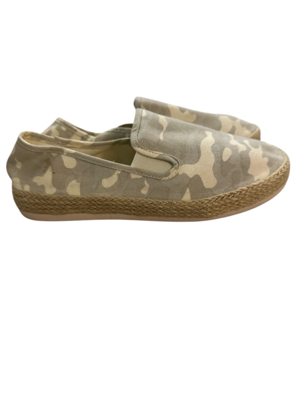 Esprit Nadine Camo Slip-On Espadrilles Beige Canvas Casual Shoes Size 10